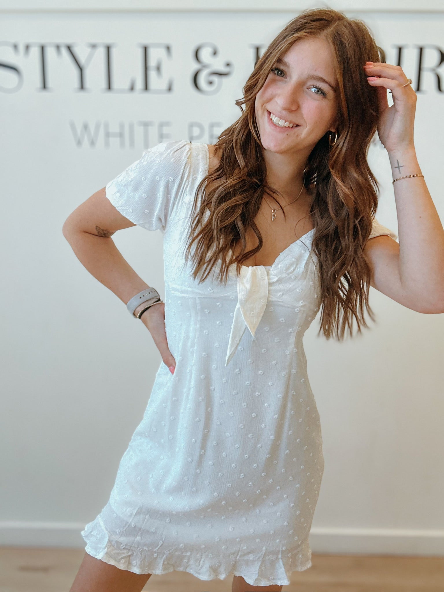 Elizabeth Swiss Dot Mini Dress