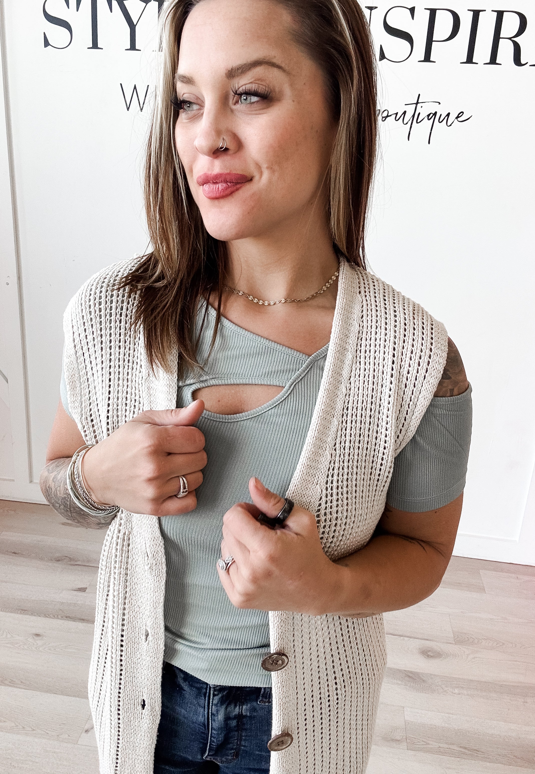 Harper Open Knit Sweater Vest