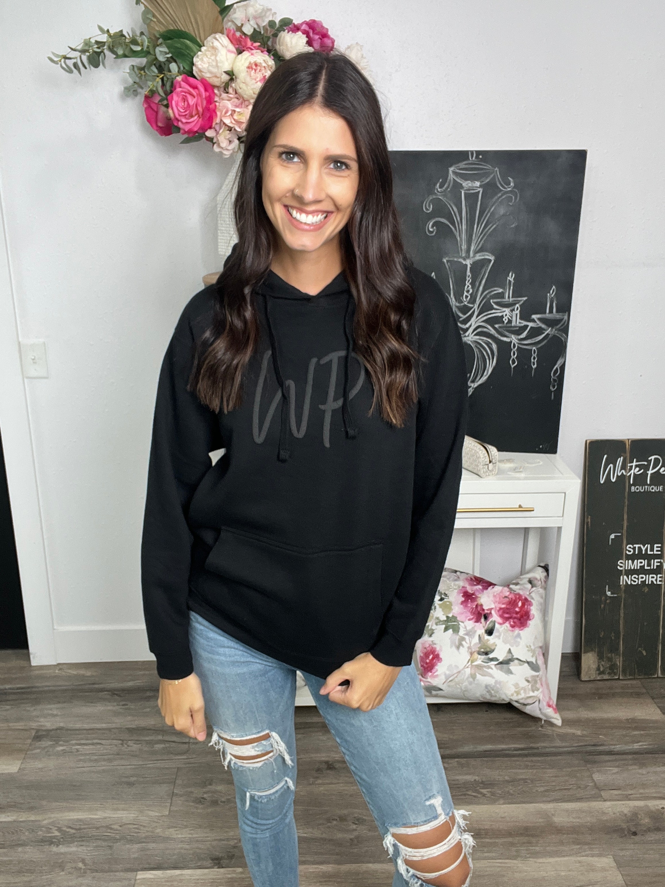 White Peony Puff Sweatshirt