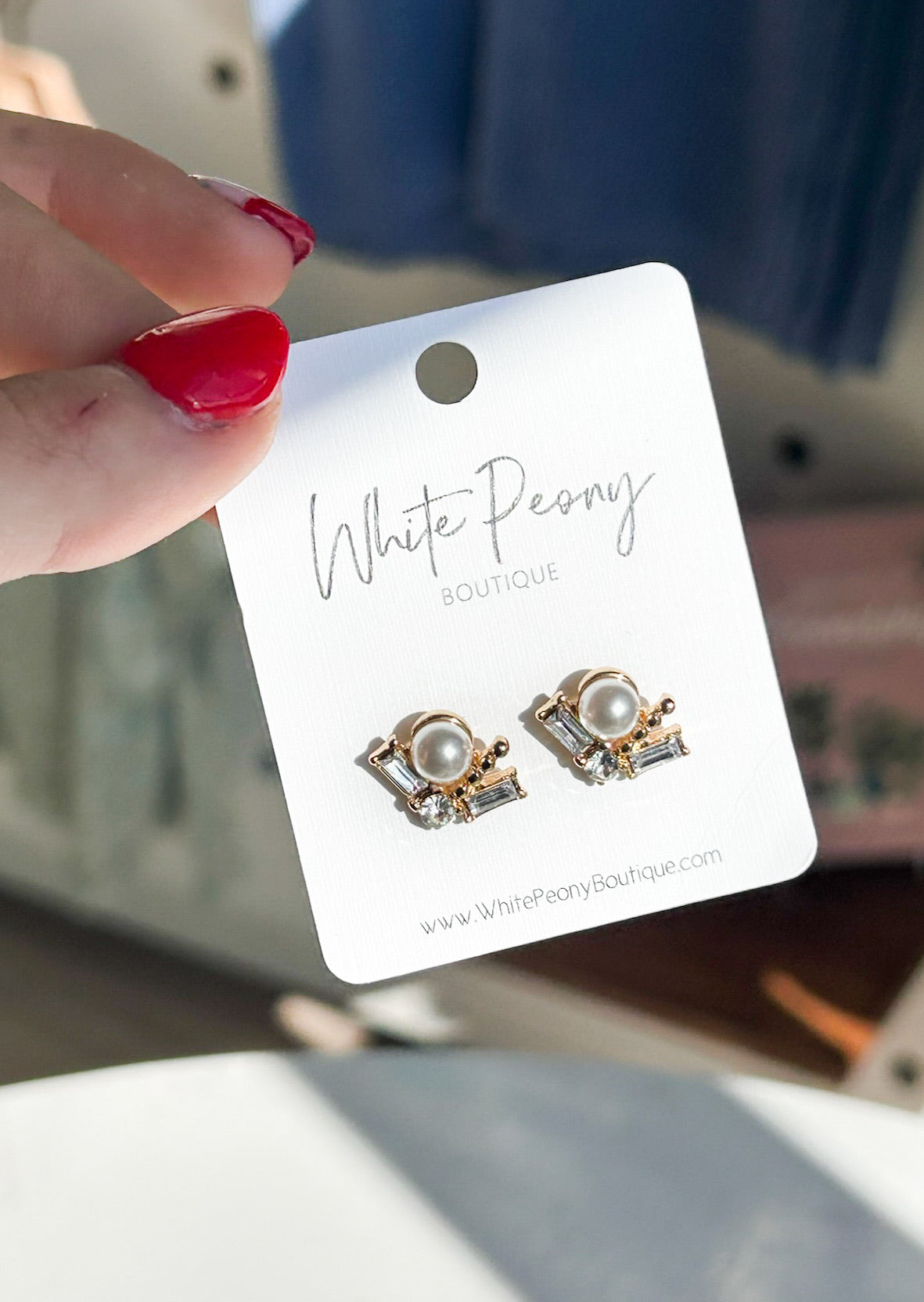 Pearl and Baguette Post Earrings *Final Sale*