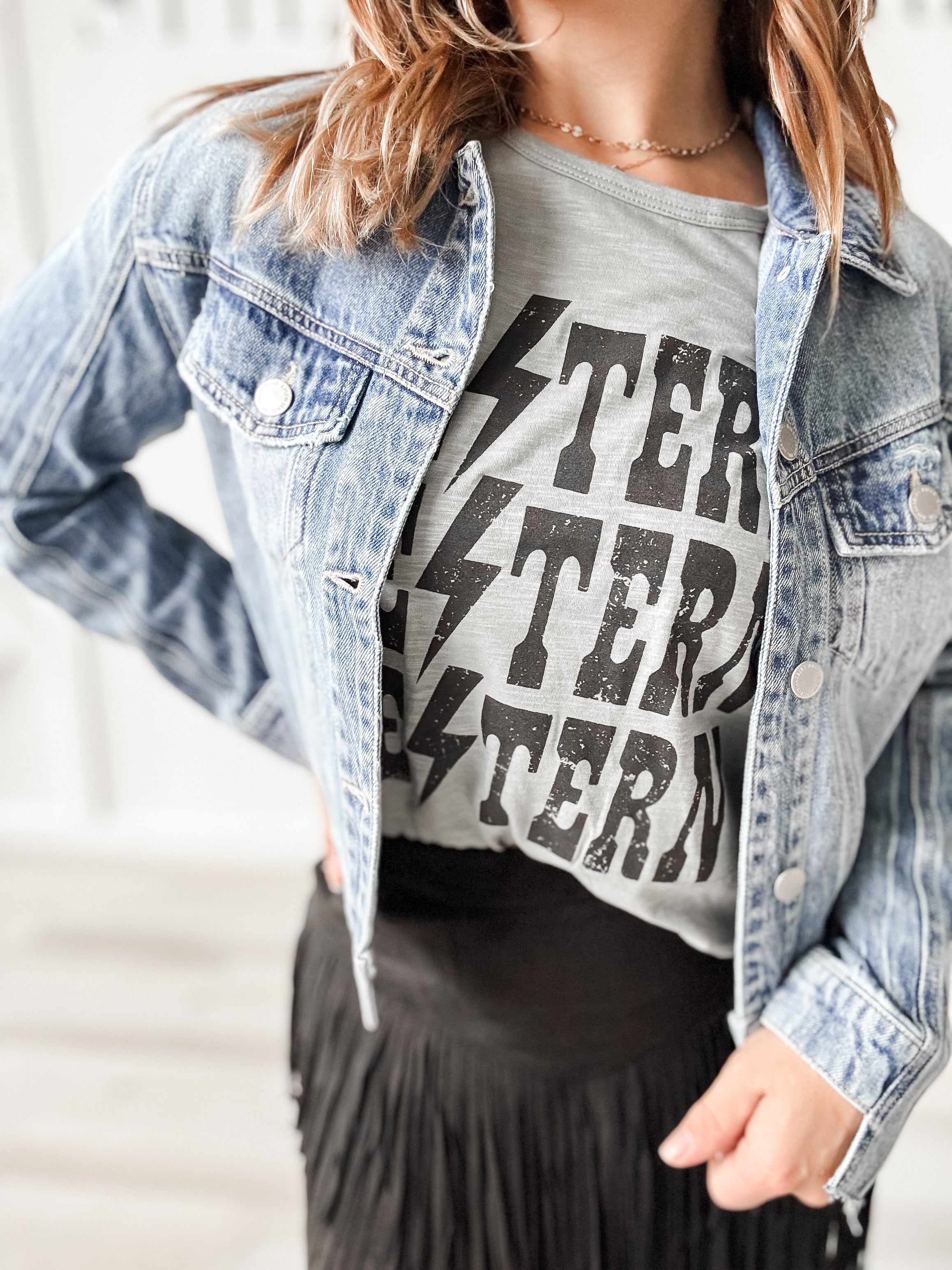 Angelina Uneven Hem Jean Jacket