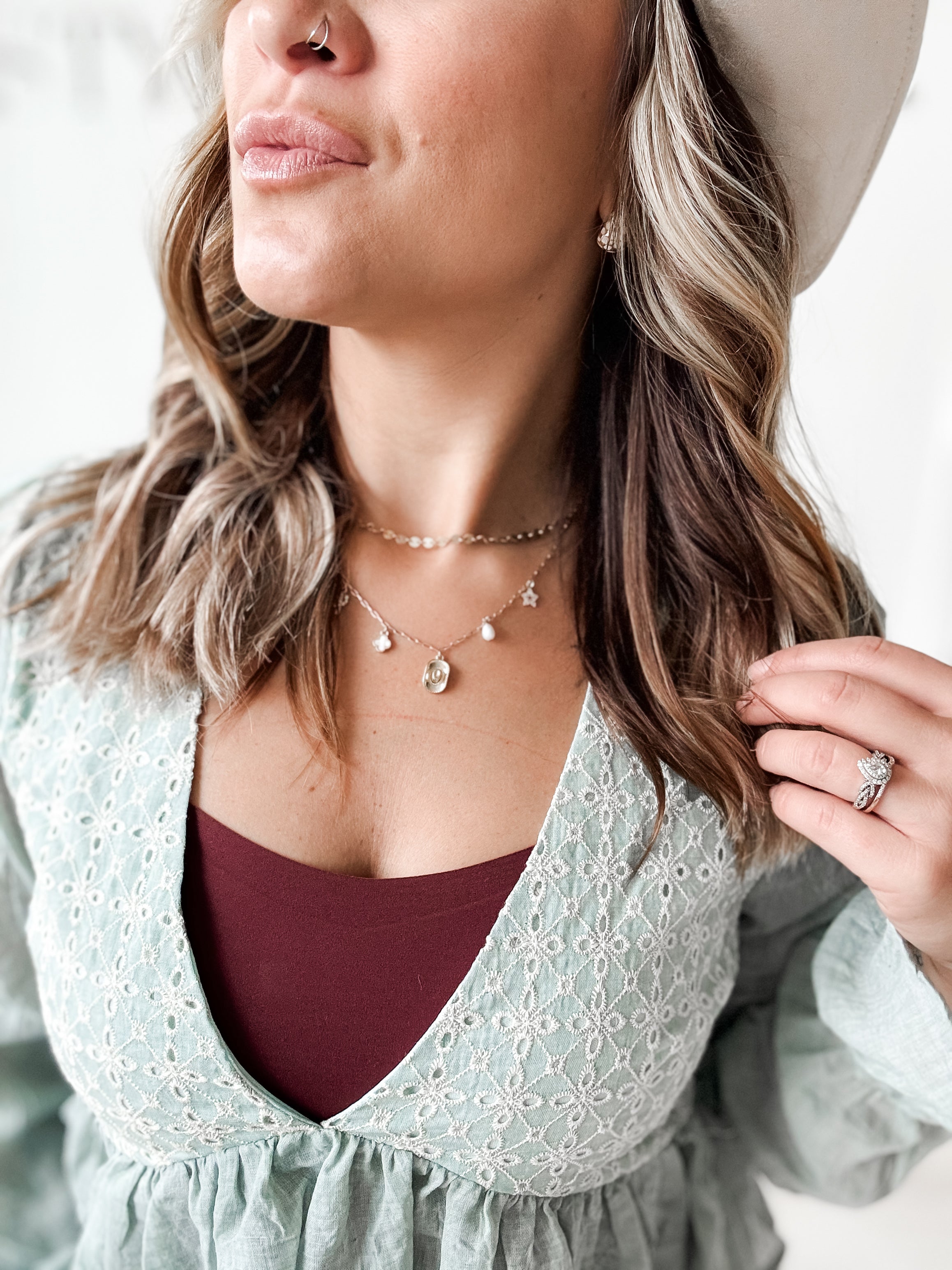 Amber Eyelet Contrast Crop Top