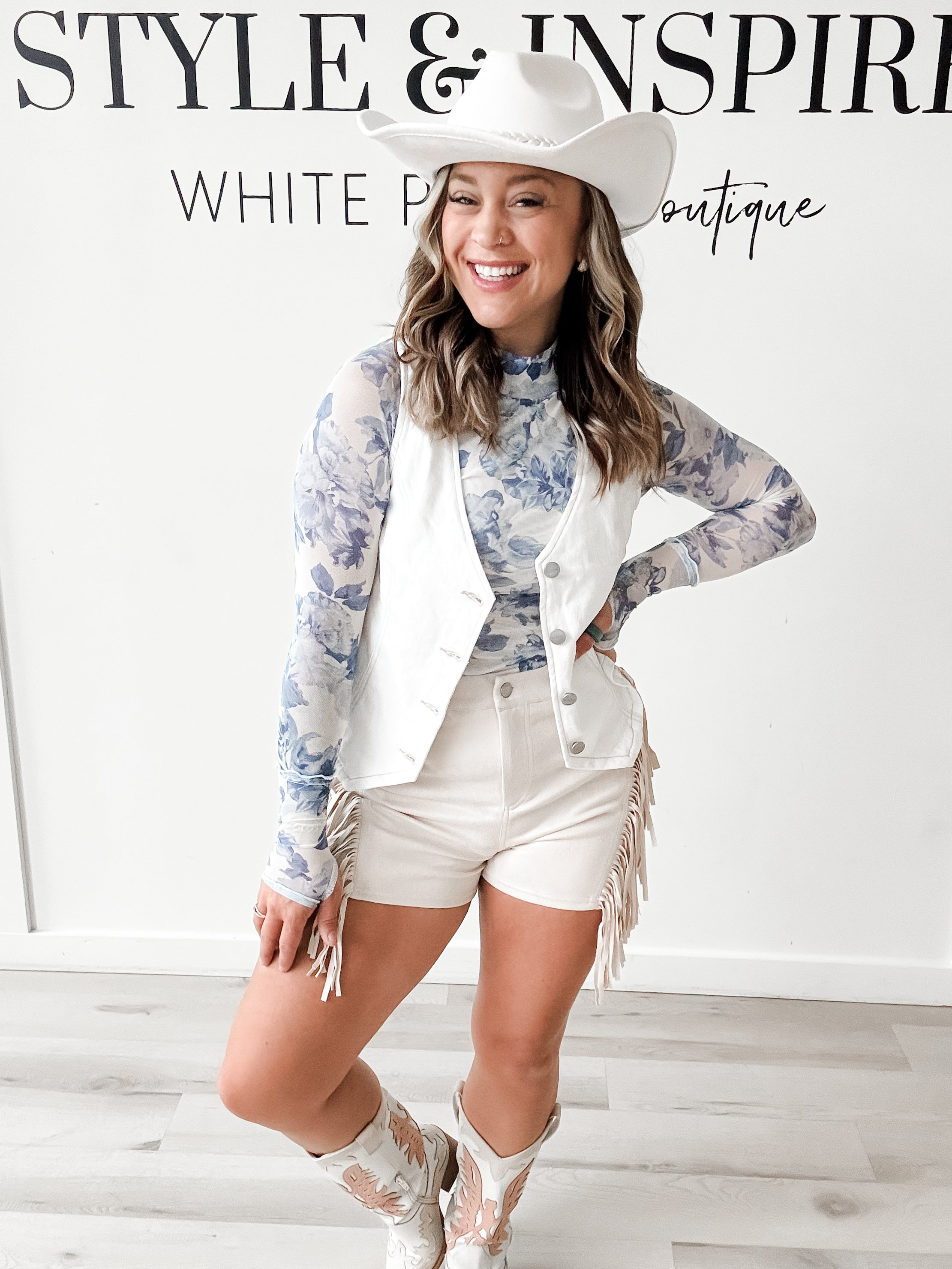 Hazel Floral Mesh Thumbhole Top