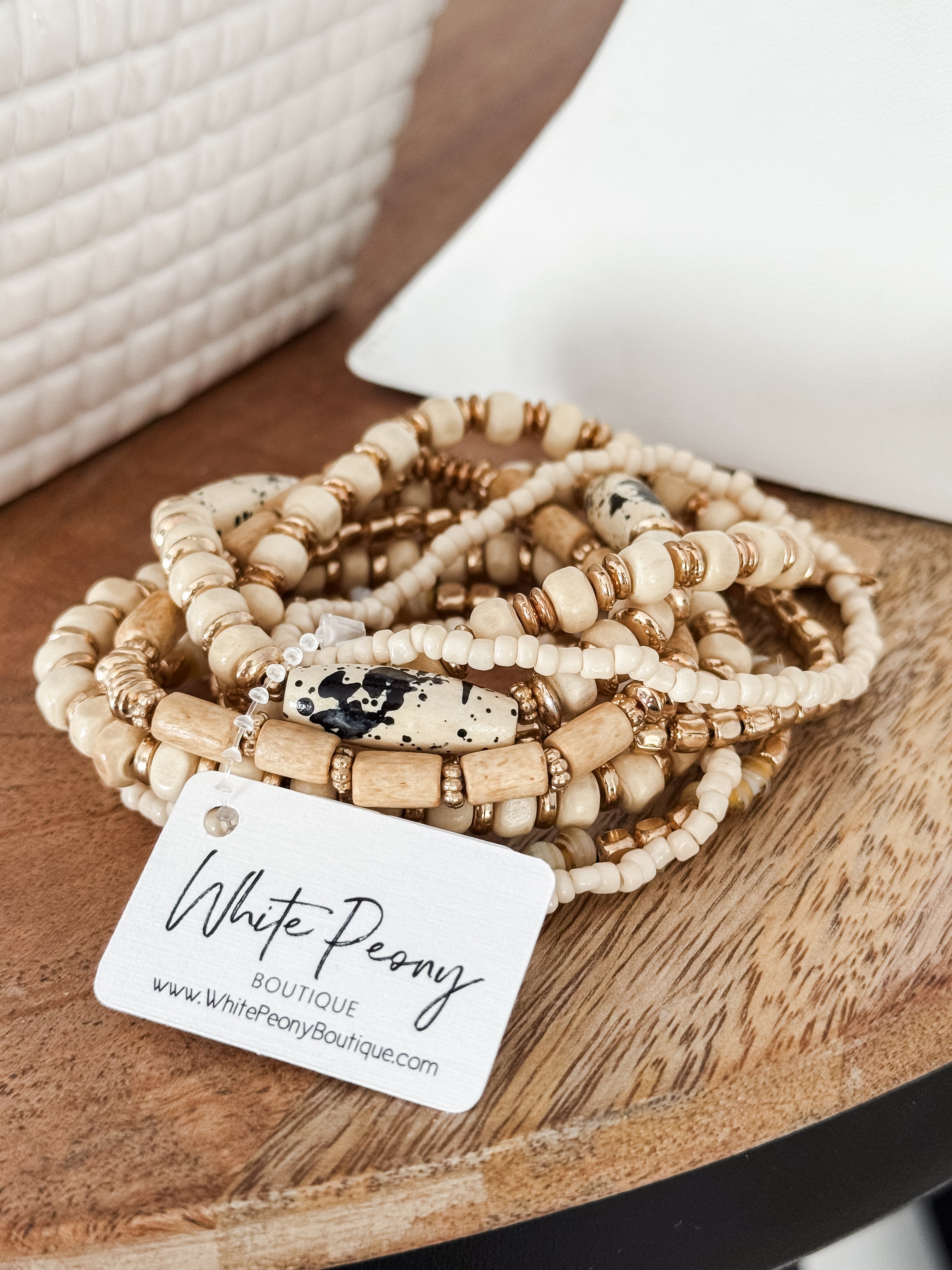 Wood Assorted Bead Stackable Bracelets. *Final Sale*